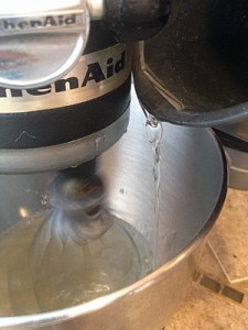 Adding syrup mix to gelatin mix