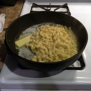 Fry the spaetzle with butter
